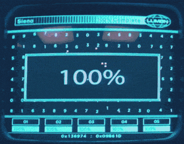 a computer screen displays a 100 % complete score
