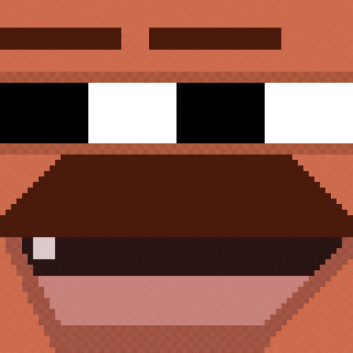 a pixel art drawing of a man 's mouth with sunglasses on