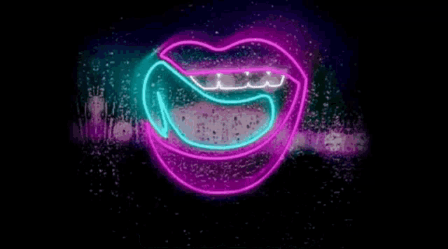 a neon sign of a woman 's mouth with the words `` team mods '' below it .