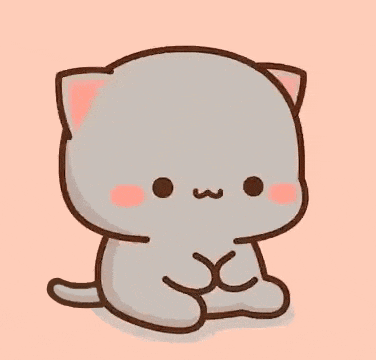 a cute cartoon cat is sitting on a pink surface .