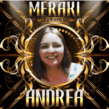a picture of a woman in a gold frame with the name andrea on the bottom