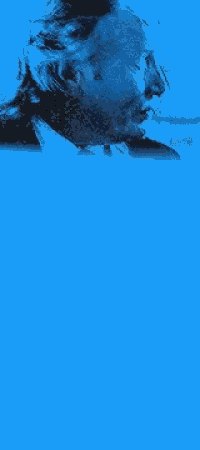 a blue background with a drawing of a man on it