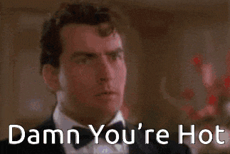 a man in a tuxedo and bow tie says " damn you 're hot "