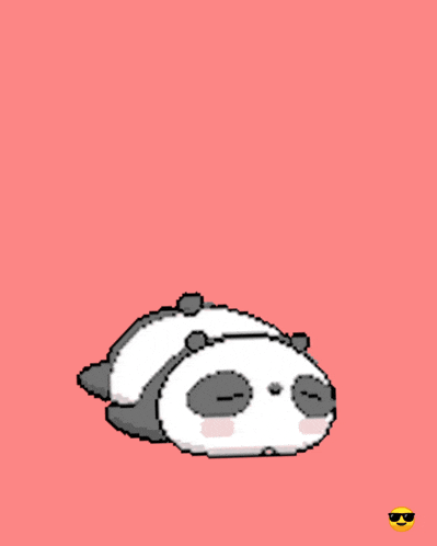 a pixel art panda bear with the words lagi mager nah