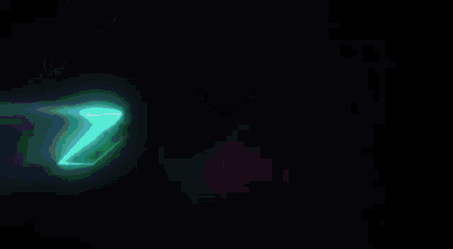 a glowing green and purple arrow pointing upwards