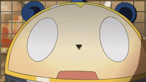 a cartoon character with a triangle on the nose
