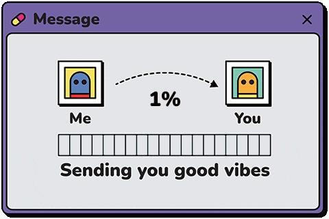 a cartoon illustration of a message being sent from me to you .