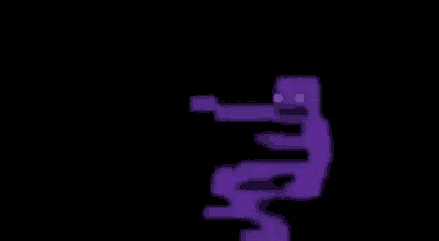 a pixel art of a purple man holding a gun in his hand .