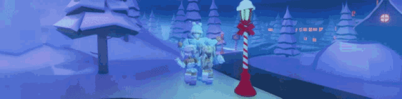 a couple of cartoon characters standing next to a candy cane