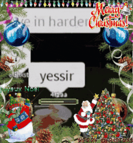 a merry christmas greeting card with a christmas tree and santa claus