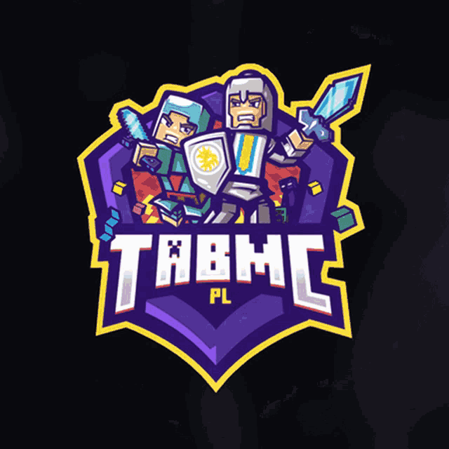 a logo for tabmc pl shows a knight holding a sword and a shield