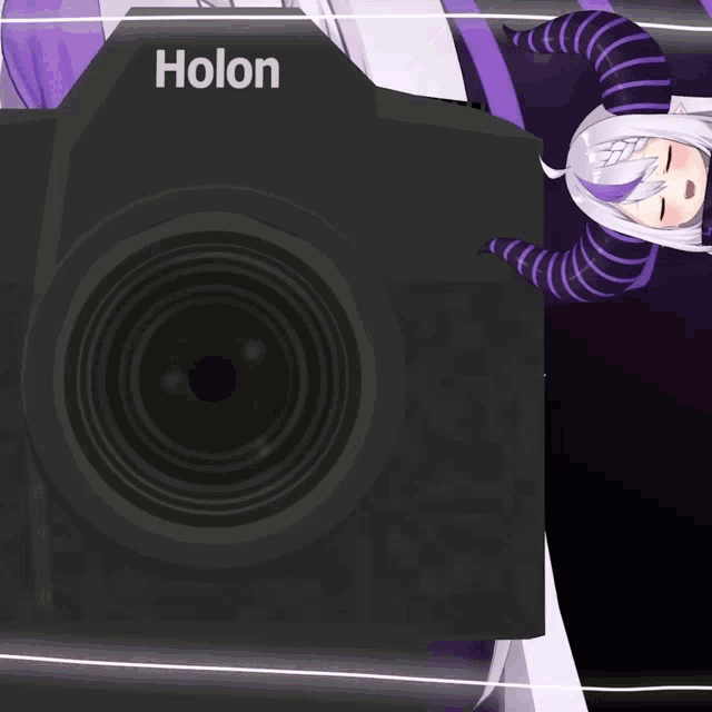 a holon camera with a purple horned girl on it