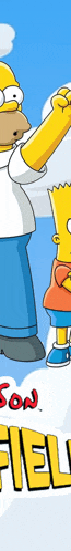 a cartoon of homer simpson and bart simpson on a poster
