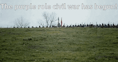 the purple role civil war has begun with a picture of soldiers on a hill