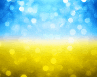 a blue and yellow background with circles in the middle