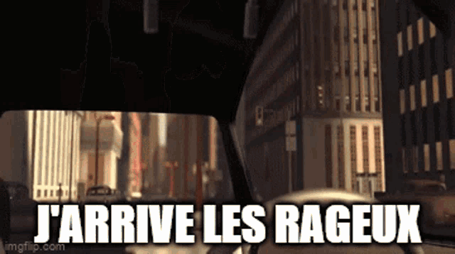 a video game scene with the words j'arrive les rageux