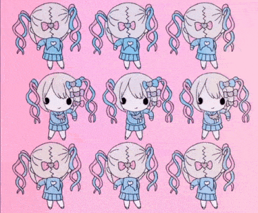 a drawing of a girl with pigtails and bows