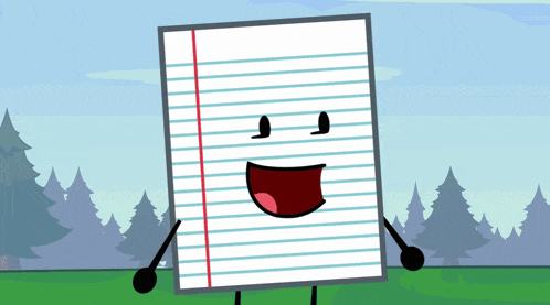 a cartoon drawing of a piece of paper with arms and legs