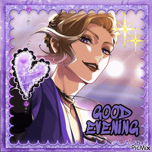 a picture of a woman with the words good evening