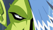 a close up of a cartoon character 's face
