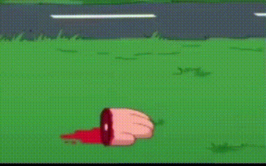a pink flamingo is laying on the ground in a cartoon .