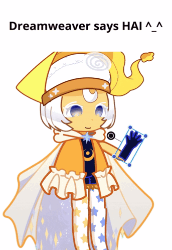 a blurred image of a person with the words dreamweaver says hai written below it