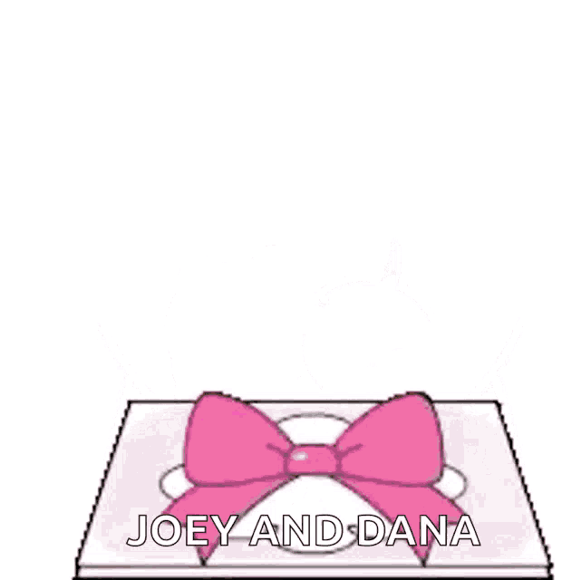 a cartoon of a bear and a rabbit kissing with the words joey and dana above them .