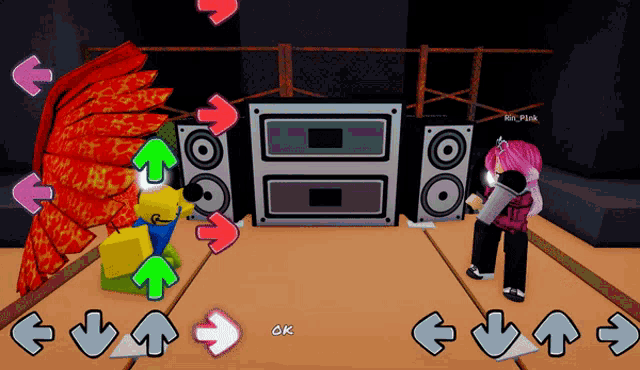 a screenshot of a video game with arrows pointing up and down