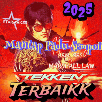 a poster for tekken terbaruk shows a man holding a fireball