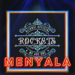 a neon sign that says ' rock & ts menyala ' on it