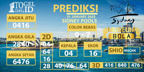 a poster for prediksi sydney pools for january 31 2025