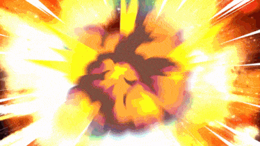 a cartoon explosion with a lot of fire coming out of the center