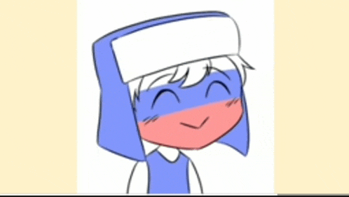 a cartoon drawing of a boy wearing a russian hat and smiling .