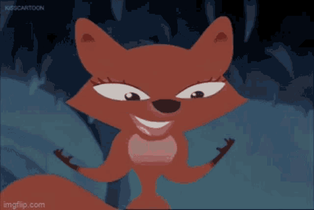 a cartoon fox with a big smile on her face