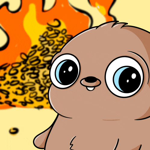 a cartoon drawing of a squirrel looking at a pile of corn on the cob