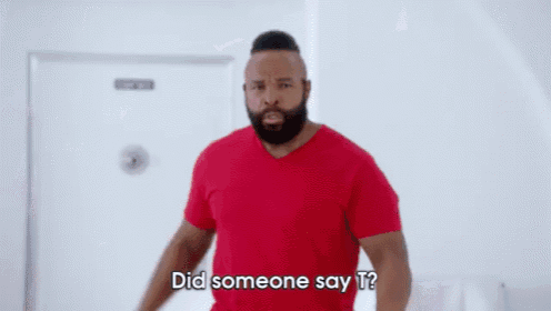 a boy and a girl are sitting next to each other with the boy saying did someone say t?