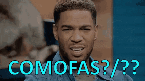 a man with a beard is making a funny face with the words comofas / ?? written above him