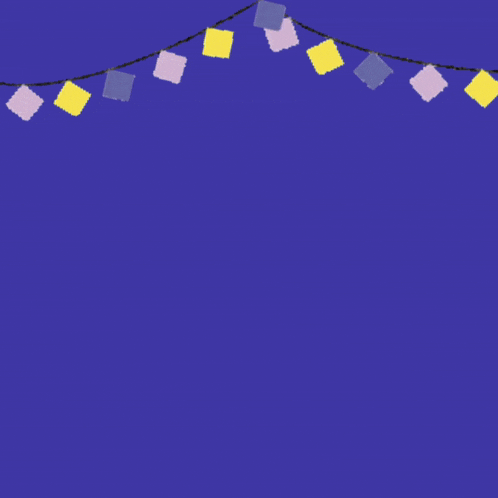 arabic writing on a blue background with a string of lights