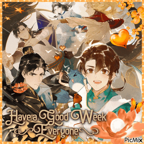 a picture of anime characters with the words " have a good week everyone "