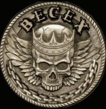 a coin with a skull with a crown on it and the words ecea
