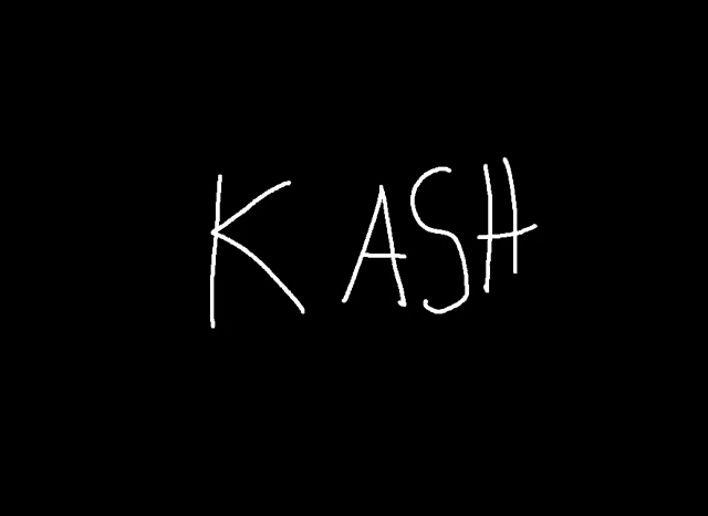 the word kash is written on a black background