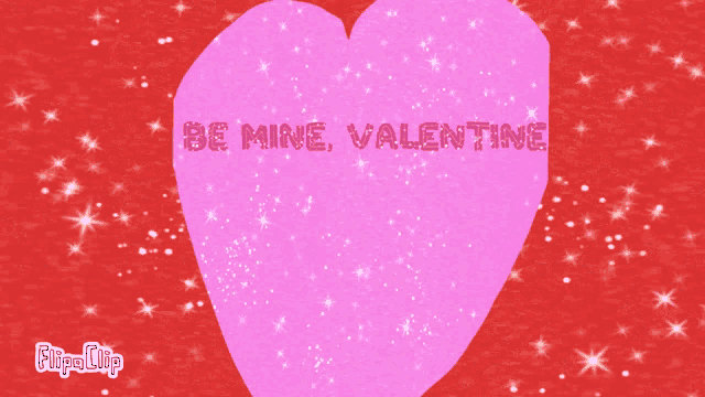 a pink heart with be mine valentine written on it