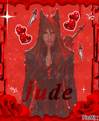 a drawing of a woman with the name jude on it