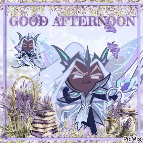 a picture of a fairy with the words good afternoon on it