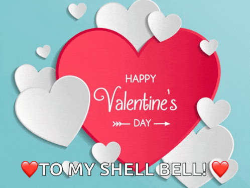 a valentine 's day greeting card with a red heart and white hearts