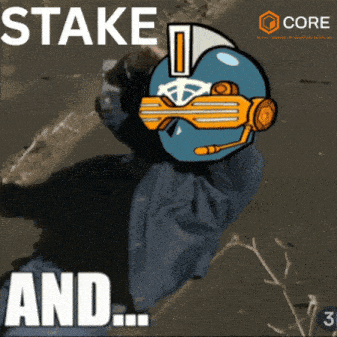 a cartoon of a man kneeling down with the words " stake and "