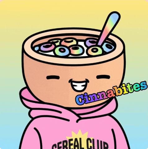 a cartoon drawing of a person wearing a pink hoodie that says cereal club