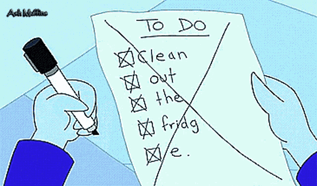 a cartoon character is holding a piece of paper with the words to do written on it