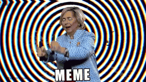 a woman is standing in front of an optical illusion and holding a gun in her hand .