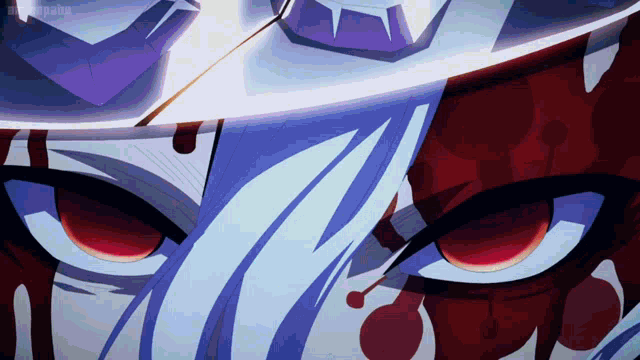 a close up of a cartoon character 's eyes with a purple background